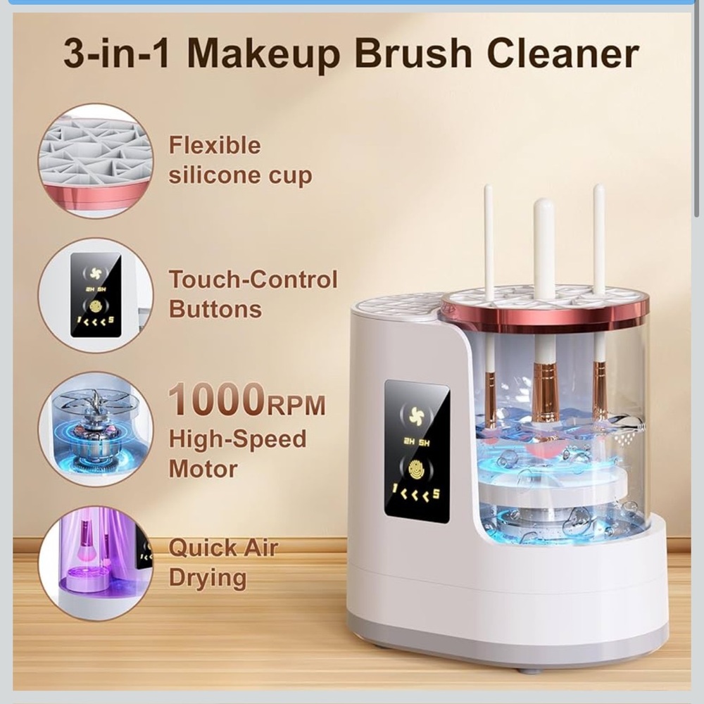 Electric Makeup Brush Cleaner 3 in 1 automatic brush cleaning and drying machine - Picture 2 of 9